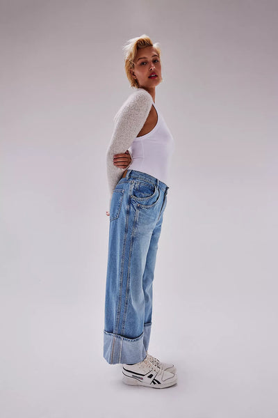 Free People Mid Rise Final Countdown Cuffed Jeans- To The Wire