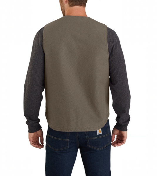 Carhartt Men’s Relaxed Fit Washed Duck Sherpa-Lined Vest - Driftwood