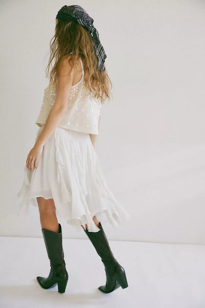 Free People Susanna Knee-Length Midi Skirt - White Aslyssum