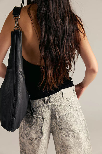 Free People Good Luck Printed Barrel Jeans- Snake Combo