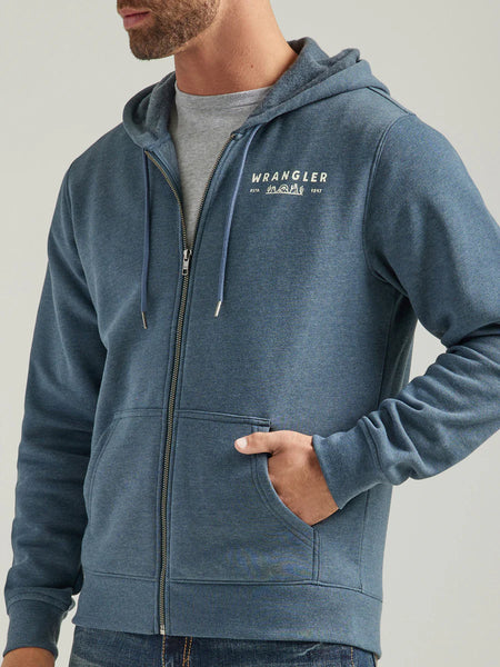 Wrangler Men’s Graphic Logo Full Zip Hoodie - Midnight Navy