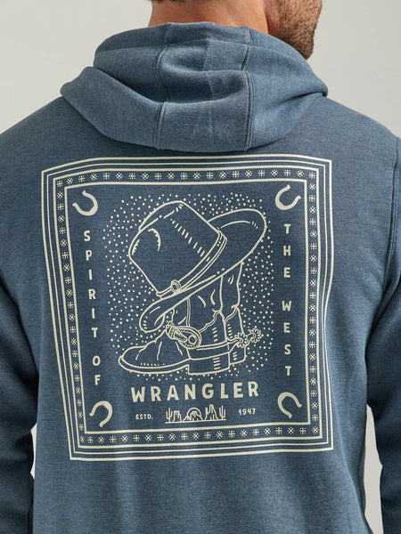 Wrangler Men’s Graphic Logo Full Zip Hoodie - Midnight Navy