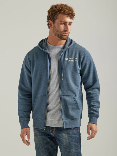 Wrangler Men’s Graphic Logo Full Zip Hoodie - Midnight Navy