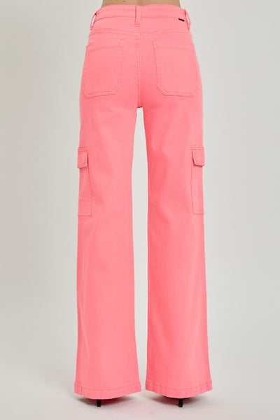 Risen Wide Leg Cargo Pants - Hot Pink