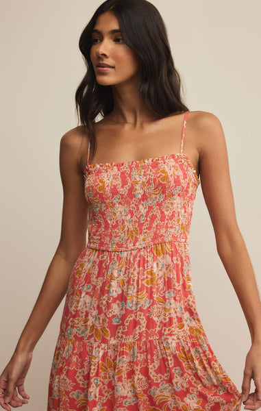 ZSupply Balos Jardin Floral Midi Dress - Persimmon