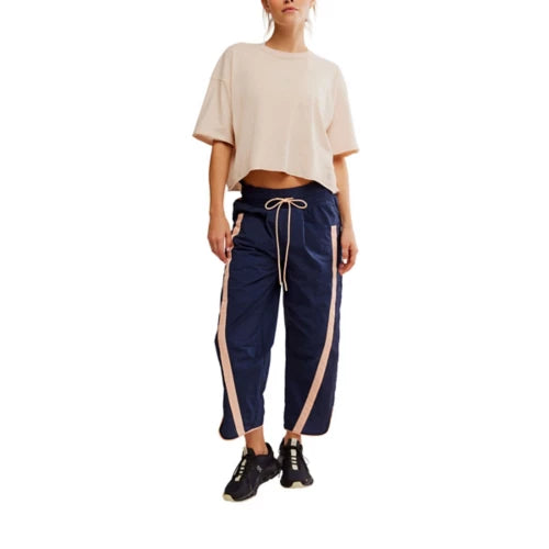 Free People Champ Is Here Pants - Midnight Navy/Pastel Pink