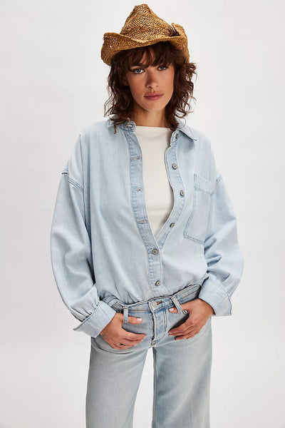 Free People We The Free Ashley Denim Shirt - Classic Blue Wash