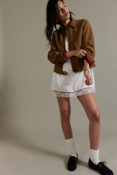 Free People We The Free Blair Vegan Suede Jacket - Caramel Cafe