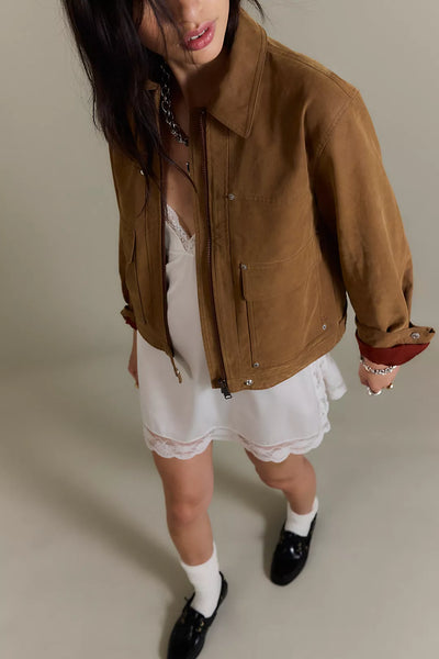 Free People We The Free Blair Vegan Suede Jacket - Caramel Cafe