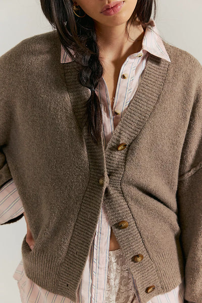 Free People Cool Of The Night Cardi - Mocha Melange