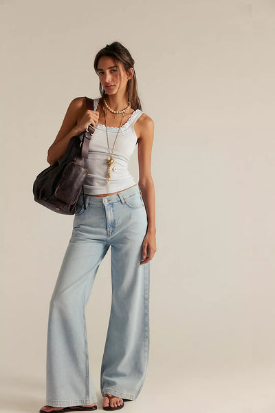 Free People We The Free Stride Straight 'n Wide Jeans - Roam Free