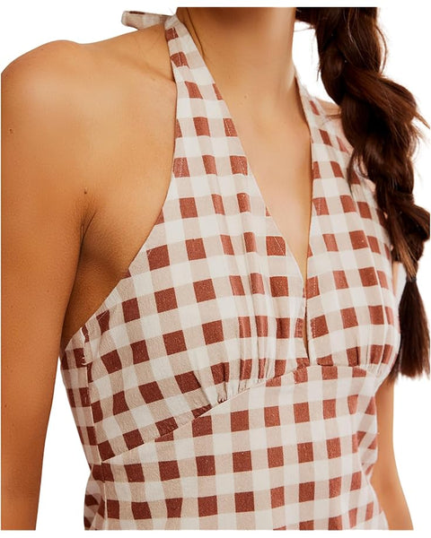 Free People Cecil Mini Dress - Brown Patina Combo