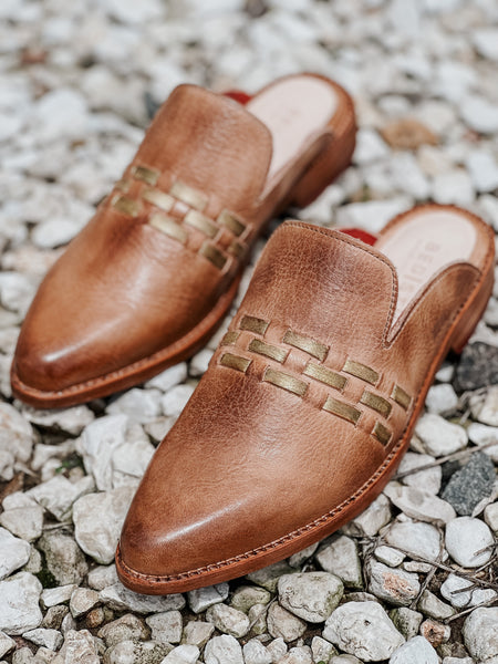 Asenet Mules- Tan Gold Rustic