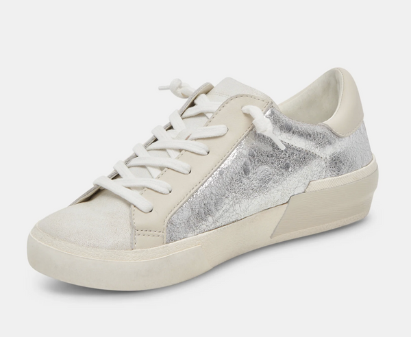 DV Distressed Leather Zina Sneakers- Chrome