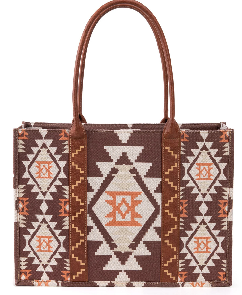 The Wrangler White Aztec Crossbody Mini Tote