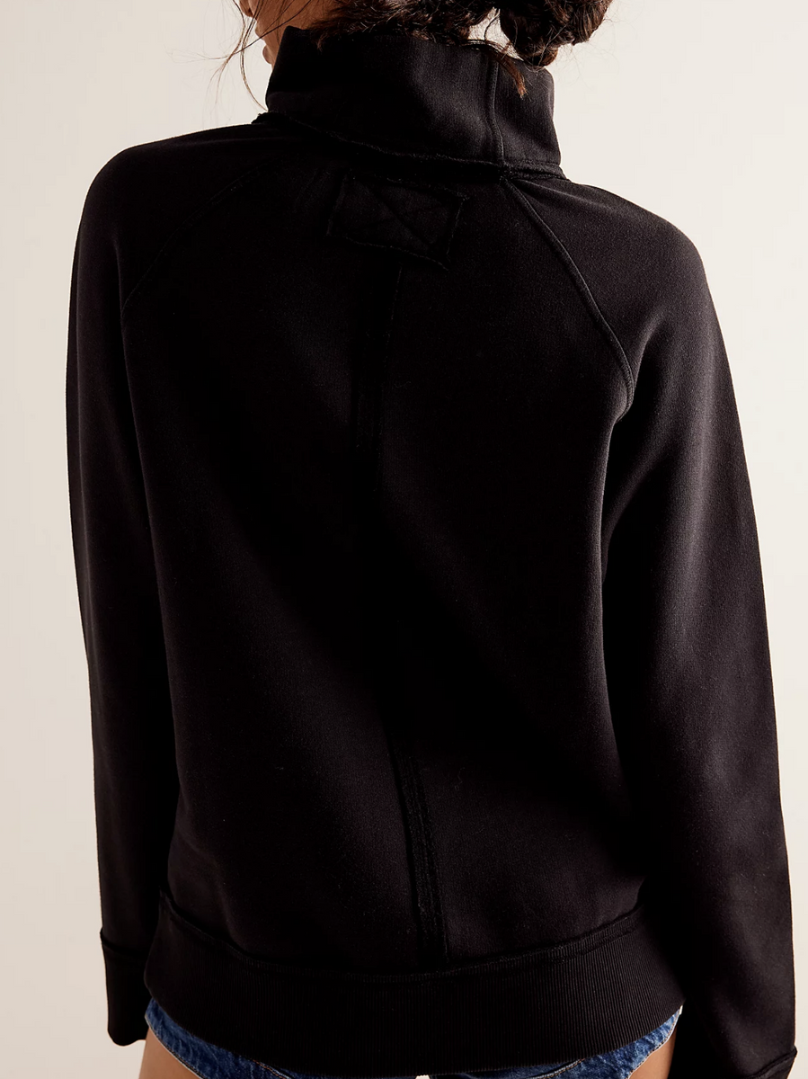 Free People Just A Game 1/2 Zip- Black