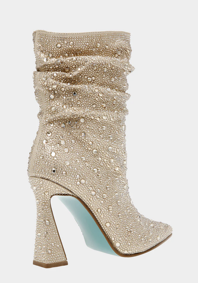Betsey Johnson Stivaletti Donna Mac: Tacco 9,5 Cm, Oro Chiaro, Taglia 38, Con Strass Su Tutti I Lati - 2