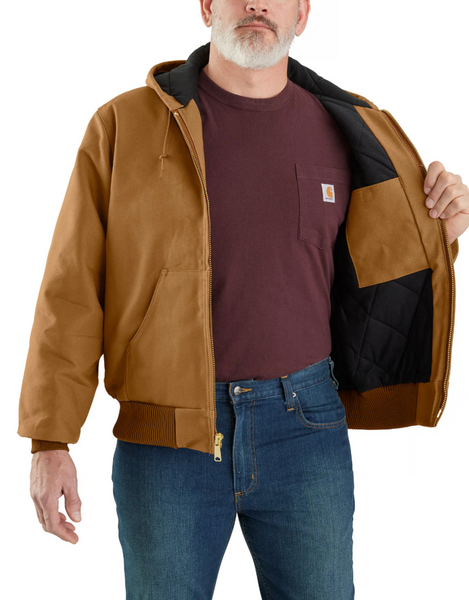 Carhartt Men's Flannel Lined Active Jacket Loose Fit Firm Duck- Carhartt Brown