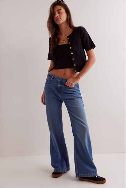 Free People We The Free Stride Straight 'n Wide Jeans - Walk Away