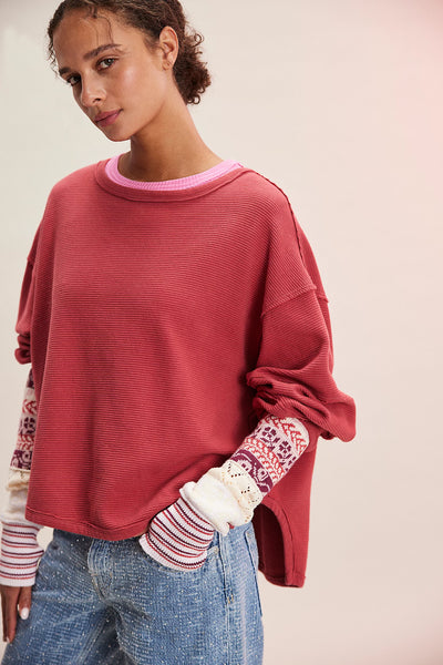 Free People Total Eclipse Tee-Strawberry
