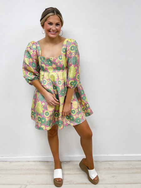 Glam Pink Flower Dress