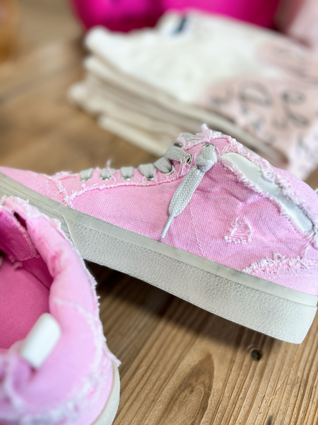 Paulina Pink Canvas High Top Sneakers