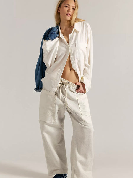 Free People Laurel Linen Button Down Top - Clean Ivory