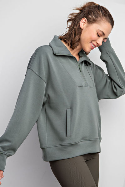 Scuba Quarter Zip Funnel Neck Pullover - All