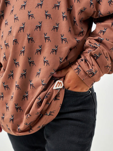 Burlebo Youth Performance Hoodie - Whitetail Deer - Brown