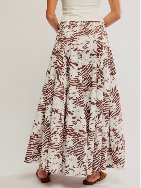 Free People Zephyr Maxi Skirt - Chocolate Combo