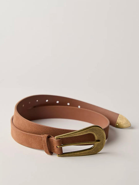 Free People Cannon Suede Belt - Cognac