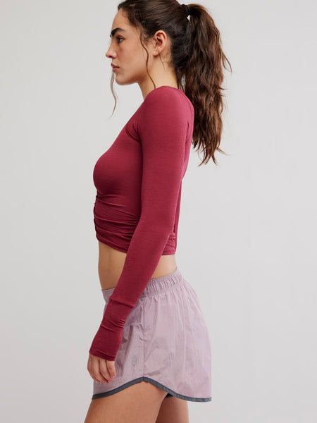 Free People Tempo Ruched Long Sleeve - Brick