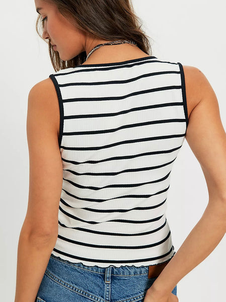 Free People Tilly Striped Vest - Black & White