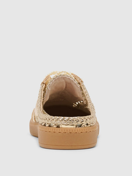 Notice Slide on Sneaker - Gold Woven Stella