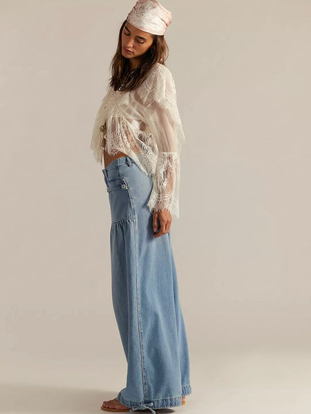 Free People Lotus Balloon Jeans - Bijou Blue