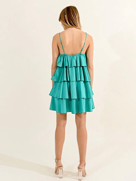 Mini Tiered Dress- Turquoise