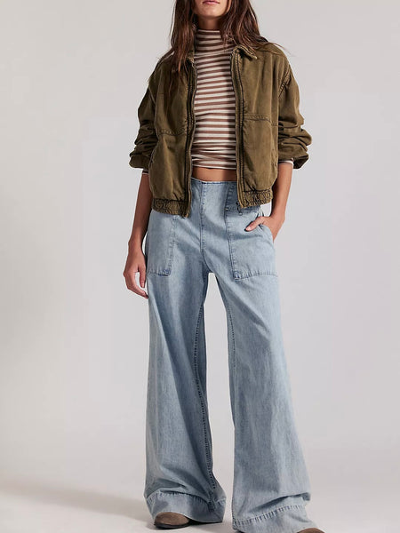 Free People Breezy Denim Pull-On Jeans- Dusk