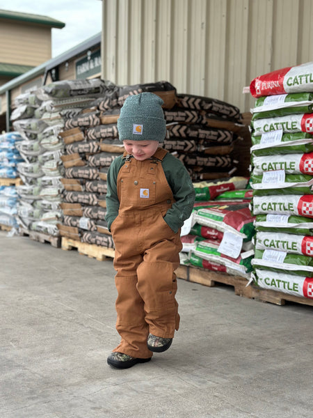 Kid's Carhartt Insulated Canvas Bib Overalls- Carhartt Brown