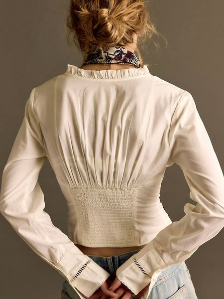 Free People Frankie Corset LS Top - Clean Ivory