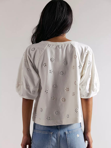 Free People Jessie Eyelet Tee - Whispering White