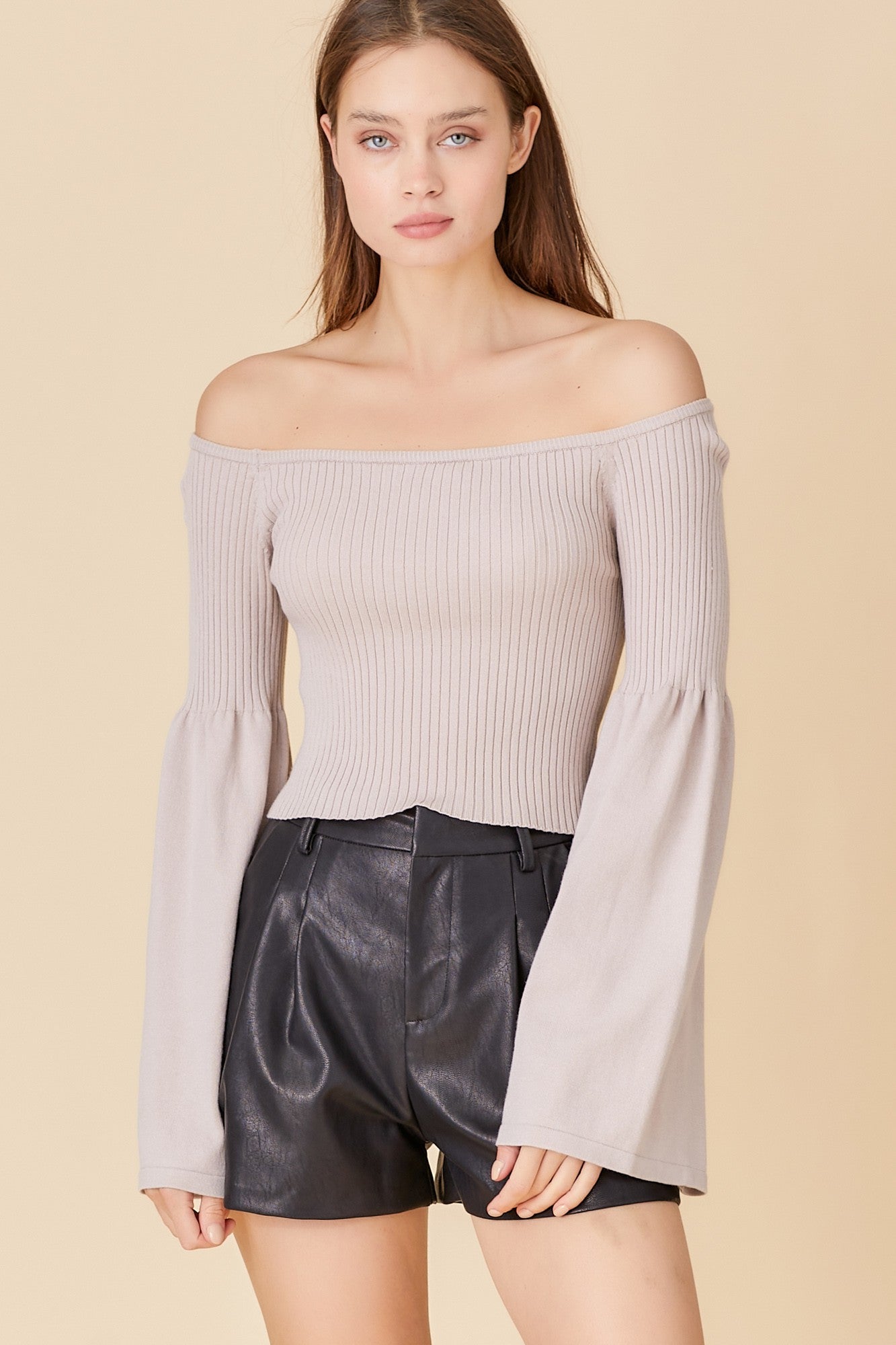 Off Shoulder Bell Sleeve Sweater