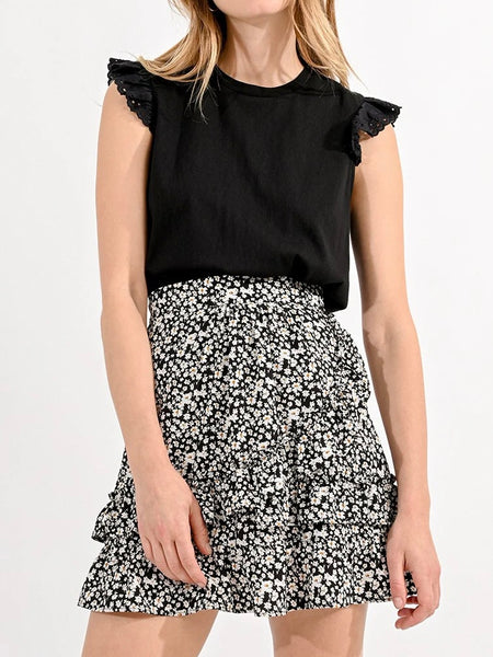 Ruffled Mini Skirt- Black