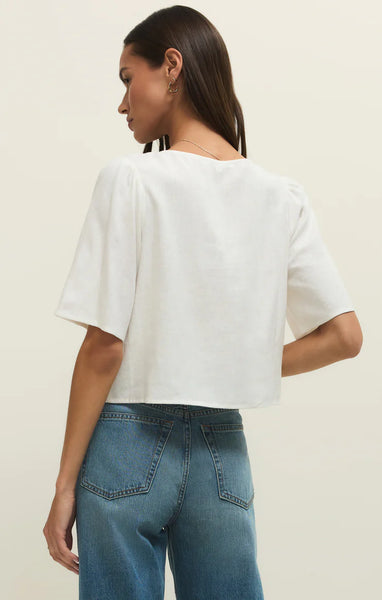 ZSupply La Belle Linen Cropped Top - White