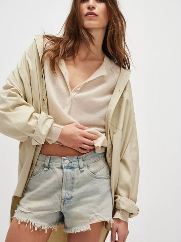 Free People Now Or Never Denim Shorts- Well Worn