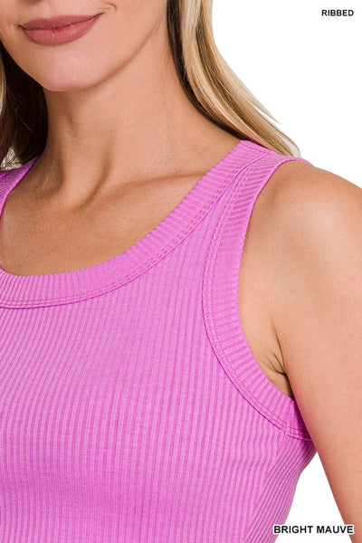 Ribbed Scoop Neck Crop Tank