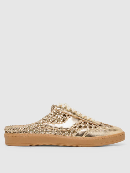 Notice Slide on Sneaker - Gold Woven Stella