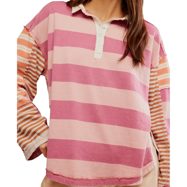 Free People Aster Stripe Tee- Farm Combo