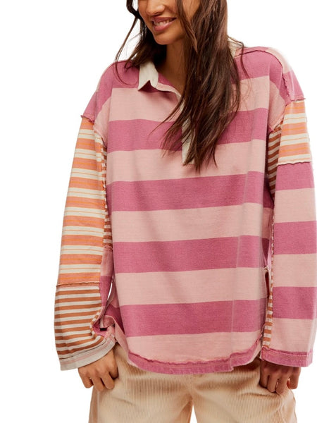 Free People Aster Stripe Tee- Farm Combo