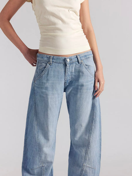 Free People Highland Low Rise Twisted Bowed Jeans - Art School
