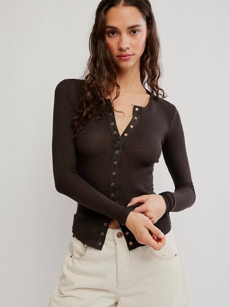 Free People Going places Cardi Top - Deep Fudge